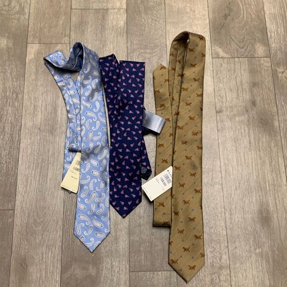 NWT Haggar Set Of 3 Casual Dress Suit‎ Lobster Dog Paisley Polyester Silk Ties - Picture 1 of 7